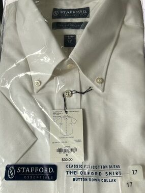 Stanford short sleeve white dress shirt size 17 nwt